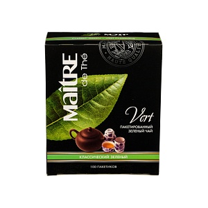 MAITRE de Thé ЧАЙ ЗЕЛЕНЫЙ БАЙХОВЫЙ КИТАЙСКИЙ ЛИСТОВОЙ МЕЛКИЙ ЗЕЛЕНЫЙ КЛАССИЧЕСКИЙ, 100 ПАКЕТИКОВ*2Г
