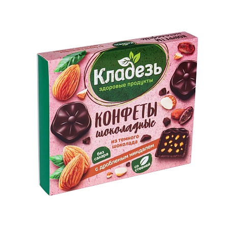 Конфеты из темного шоколада с дробленым миндалем 100 г