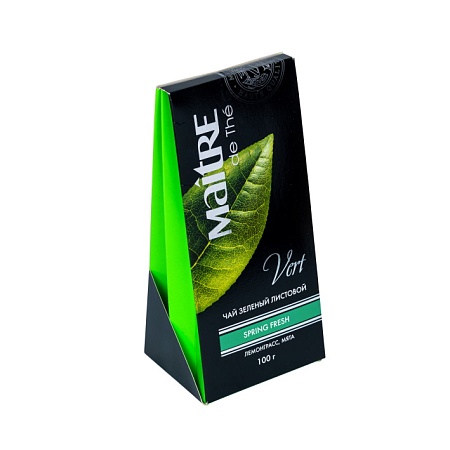 MAITRE de Thé SPRING FRESH ЛЕМОНГРАСС, МЯТА  чай зеленый байховый китайский среднелистовой с добавками растительного сырья, 100г