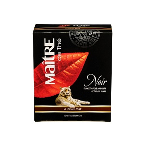MAITRE de Thé ЧАЙ ЧЕРНЫЙ ИНДИЙСКИЙ ГРАНУЛИРОВАННЫЙ INDIAN STAR, 100 ПАКЕТИКОВ*1,8Г