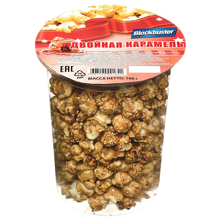 Воздушная кукуруза попкорн т.м. Blockbuster«Двойная карамель»-карамелизованная, 100г