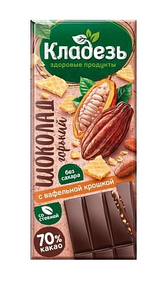 Шоколад горький с вафельной крошкой (без сахара) 100 г