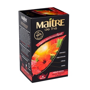 MAITRE de Thé ГИБИСКУС, ЛЕМОНГРАСС И МАЛИНА  чайный напиток ароматизированный с добавками растительного сырья, 20 пакетиков*2г